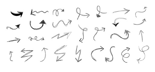 Arrow collection vector. Collection hand drawn arrows. Arrow icons set. Doddle and sketch arrow set. Direction symbols vector illustration