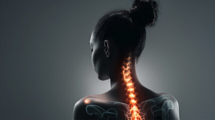 spinal diseases, healthy back and beautiful posture, painful neck, health of joints and spine, medical concept  - obrazy, fototapety, plakaty