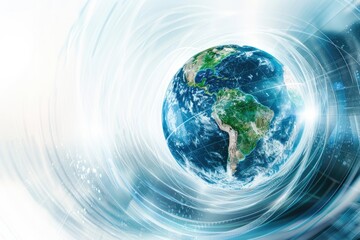 Visual concept of a global world graphic background, representing the dynamic nature of the global world concept. The illustration conveys motion and activity on a global scale.