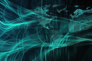 Visual concept of a global world graphic background, representing the dynamic nature of the global world concept. The illustration conveys motion and activity on a global scale.