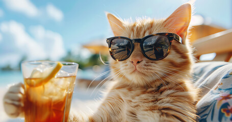 vacation cat, AI generated - 784643875