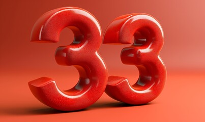 33 on an abstract color background.
