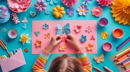A daughter's creativity flows as she makes Mother's Day cards, adorned with colorful paper, glitter, and messages that come straight from the heart.