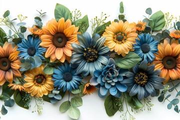 Vibrant Floral Arrangement with Sunflowers and Daisies Generative AI