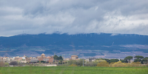 Wind turbines on the top of the hills - obrazy, fototapety, plakaty