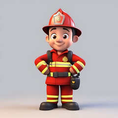 3d cartoon fireman