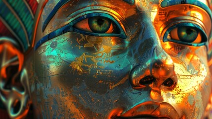 Amun Ra Egyptian pharaoh god drawing painting art wallpaper background - obrazy, fototapety, plakaty