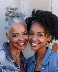 black stylish mother with daughter
