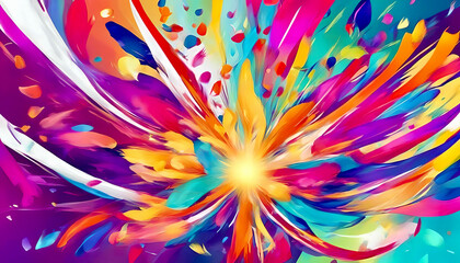Colorful Abstract Floral Explosion with Vivid Splashes and Swirls