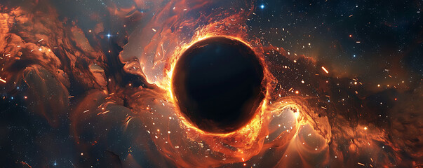 Abstract space Black hole over star field in outer space wallpaper background. generative ai - obrazy, fototapety, plakaty