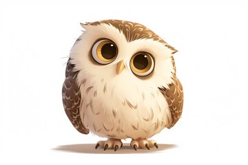 2D animated scene an adorable owl figure.