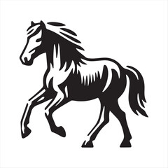 horse silhouette animal set isolated on white background. Black horses graphic element vector illustration