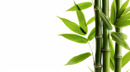 Fototapeta na wymiar Green tropical bamboo isolated on white background wallpaper