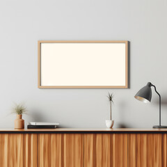 Horizontal picture frame mockup with decoration