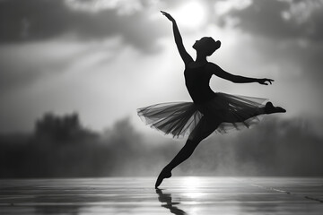 Silhouette of a ballet dancer celebrating International Dance Day