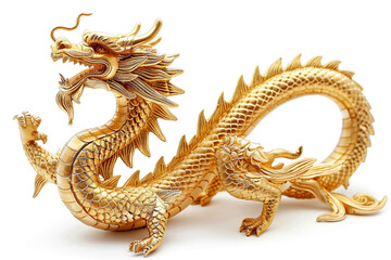Fototapeta na wymiar golden dragon on white