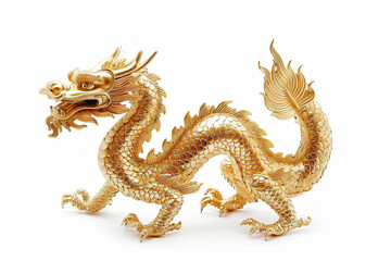 golden dragon statue isolated on white 