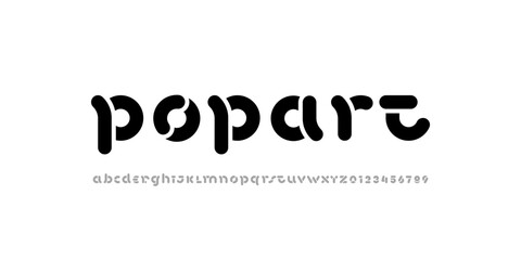 alphabet font, rounded lettering, letters A, B, C, D, E, F, G, H, I, J, K, L, M, N, O, P, Q, R, S, T, U, V, W, X, Y, Z and numerals 0, 1, 2, 3, 4, 5, 6, 7, 8, 9, vector illustration 10EPS