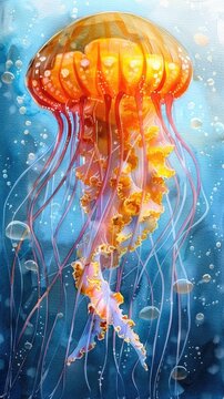 Vibrant and Ethereal Jellyfish Floating in an Underwater Wonderland