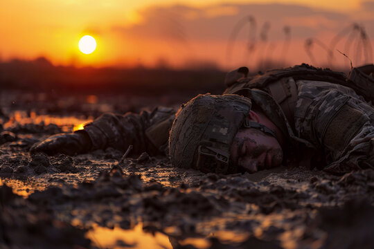 dead soldier on battle field  