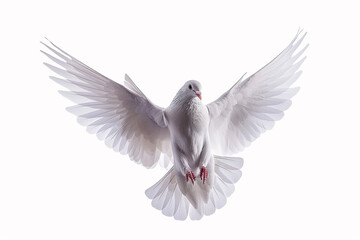 Fototapeta premium white dove flying isolated on white 