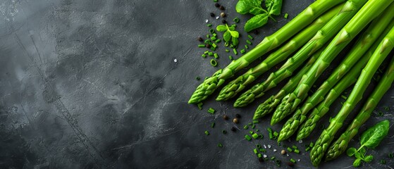 Green asparagus on an abstract background. - obrazy, fototapety, plakaty
