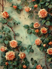 Elegant Floral Frame for Wedding Invitations with Delicate Roses and Greenery Generative AI