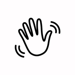 
Black and White Illustration of a Waving Hand Signifying Greeting, Farewell, or Attention-Grabbing Gesture