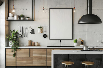 modern kitchen interior with mock picture 