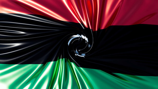 Abstract Interpretation of the Libyan Flag Swirling in Red, Black, and Green