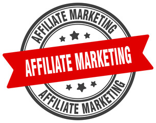 affiliate marketing stamp. affiliate marketing label on transparent background. round sign - obrazy, fototapety, plakaty