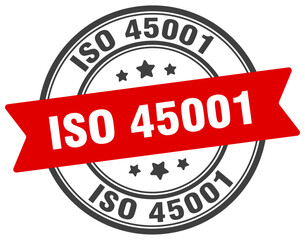 Fototapeta premium iso 45001 stamp. iso 45001 label on transparent background. round sign