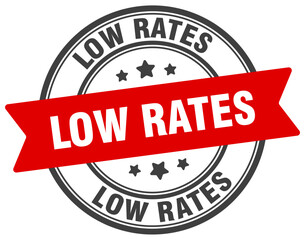 low rates stamp. low rates label on transparent background. round sign