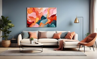 interior living room, apartment, wall painting template, and posterBy Lemar