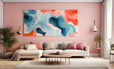 interior living room, apartment, wall painting template, and posterBy Lemar