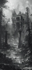 Ghostly Haunted Mansion Wallpaper Scene., Amazing and simple wallpaper, for mobile