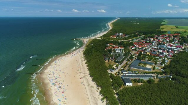 Panorama Beach Baltic Sea Rowy Plaza Morze Baltyckie Aerial View Poland