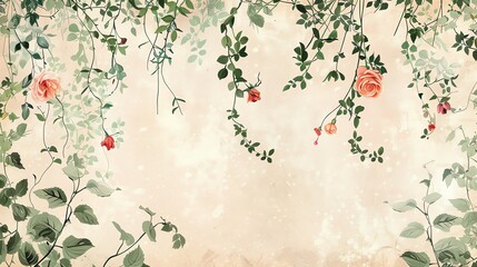 Garden Romance a wedding invitation adorned with botanical illustrations, trailing vines, and blooming flowers, creating a romantic and enchanting garden ambiance