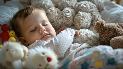 child sleeping on the bed