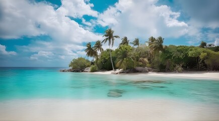 Palm And Tropical Beach In Punta Cana, Dominican Republic