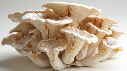 Delectable Oyster Mushrooms on a Pristine White Canvas Generative AI - obrazy, fototapety, plakaty