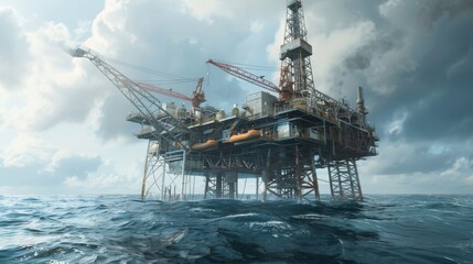 Offshore Oil Rig on Sea