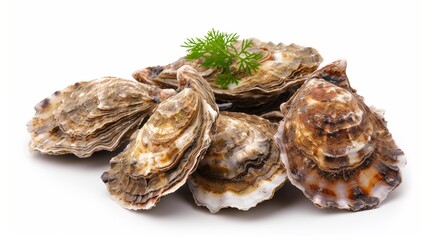 Fresh Oysters on a White Background Generative AI