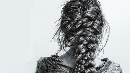 Fishtail Braid Depict a girl with a fishtail braid, where her hair is intricately braided in a pattern that resembles the tail of a fish, giving her a bohemian and romantic look