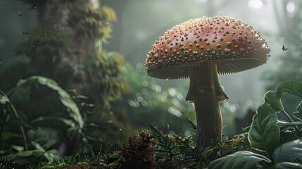 Detailed texture of a mushroom cap in a forest