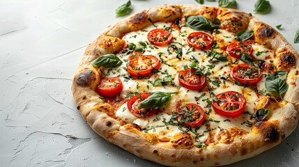 Rustic Bianca Pizza on a White Background Generative AI