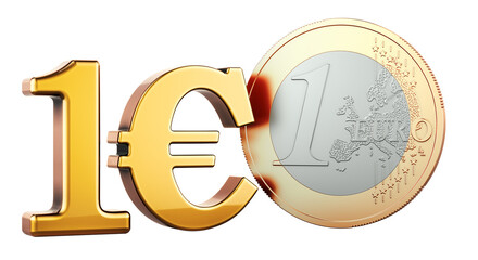 1 Euro Coin, 3D rendering isolated on transparent background - 784654237