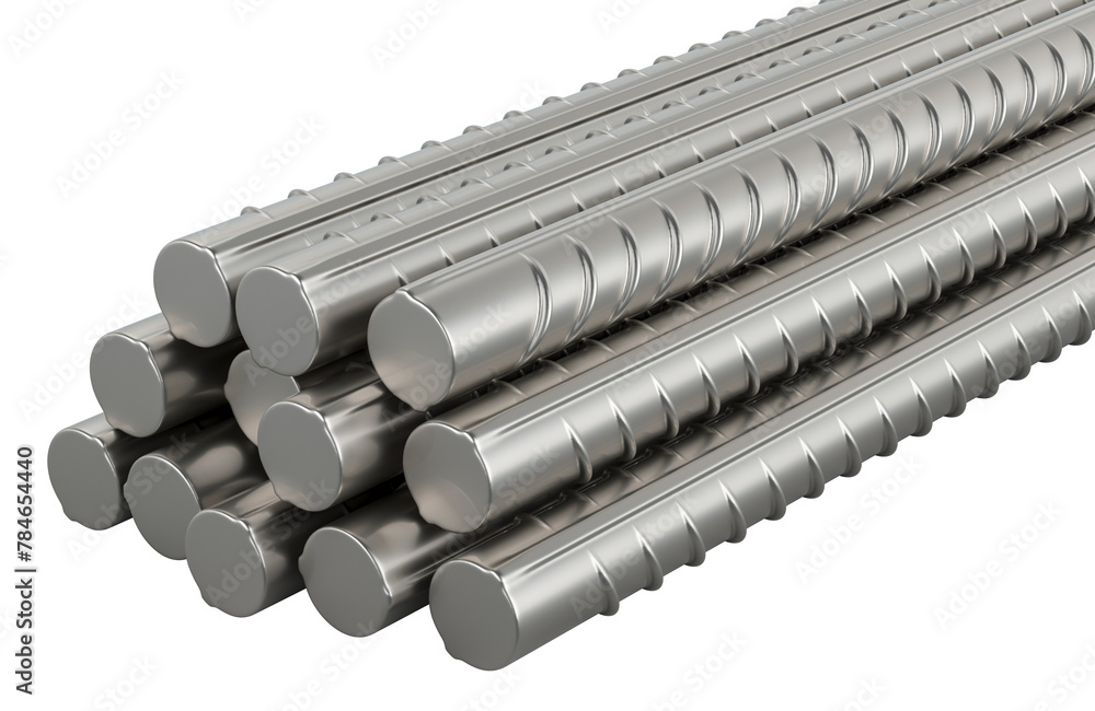 Aufkleber stack of construction armature bars, 3d rendering isolated on transparent background