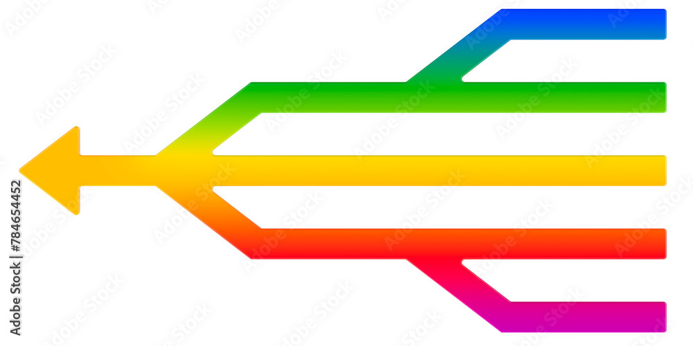 Poster synergy arrow. one arrow with many starts, 3d rendering isolated on transparent background