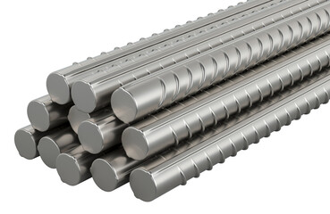 Stack of construction armature bars, 3D rendering isolated on transparent background - 784654440